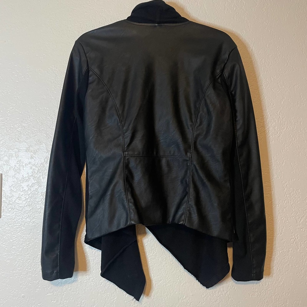 NFS BlankNYC Draped Faux Leather Zipper Front Asymmetrical Jacket Coat Size M - Picture 6 of 9